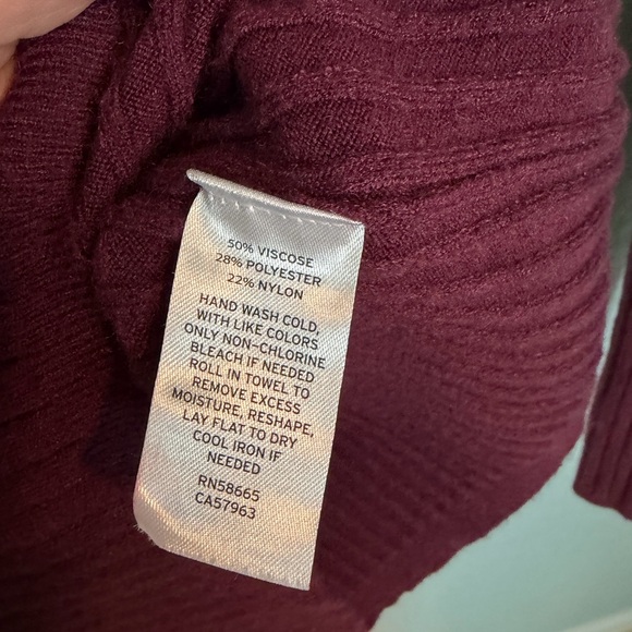 Halogen Deep Red Ribbed Long Sleeve Top - Picture 4 of 4